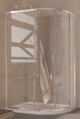 TAILORED Chrome 1200 x 900mm, 2 Door Offset Quadrant Shower Cubicle with 6mm Easy Clean Glass, 7603